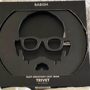 Babish Cast Iron Rust Resistant Face Trivet 8in Beard Gift
